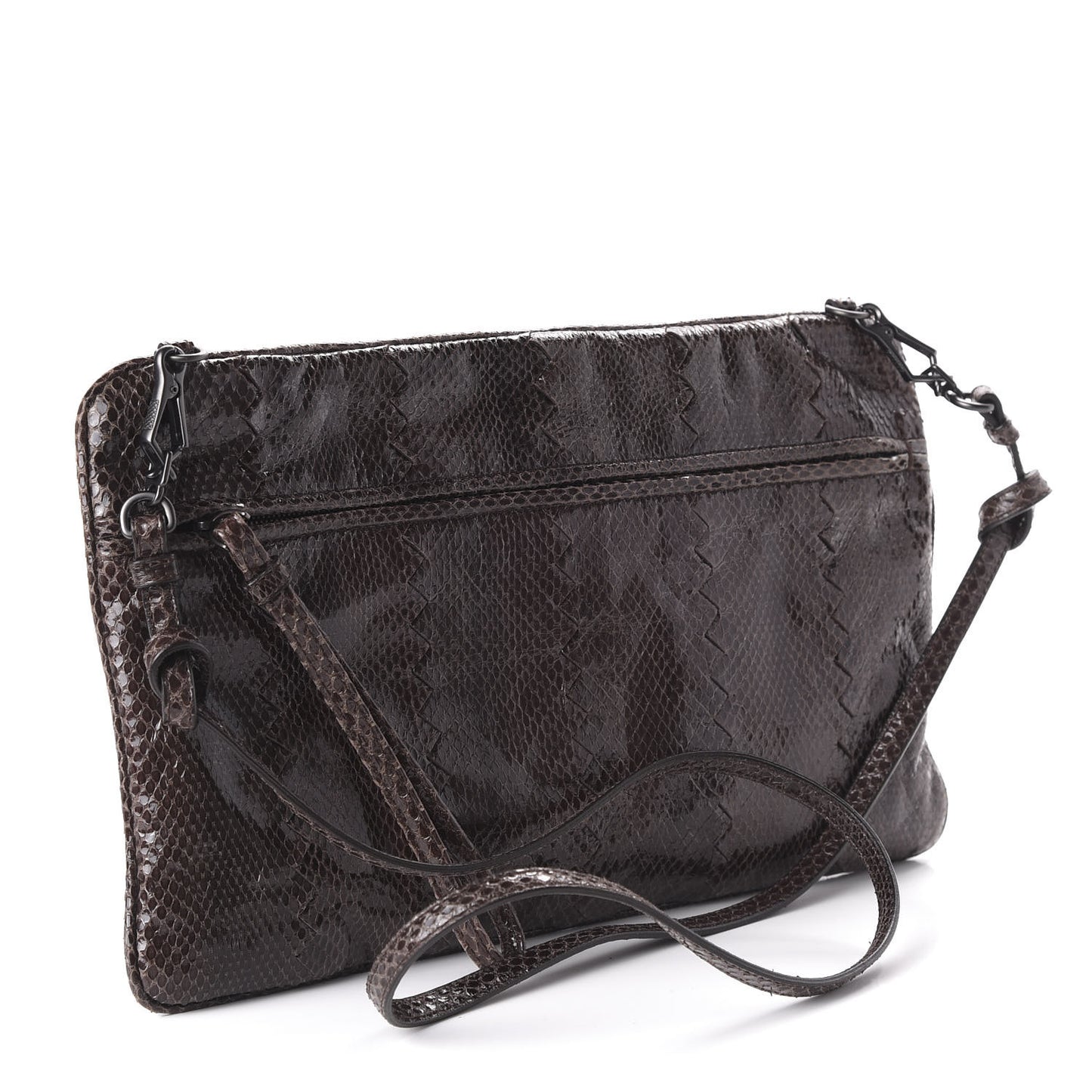 Ayers Snakeskin Flat Crossbody Brown