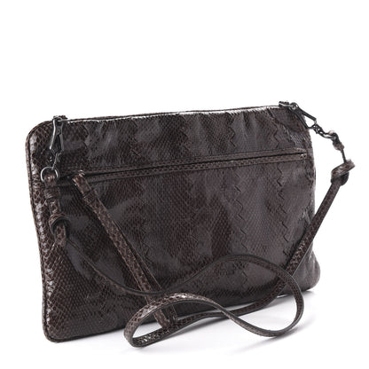 Bottega Veneta Ayers Snakeskin Flat Crossbody Brown 3 of 9