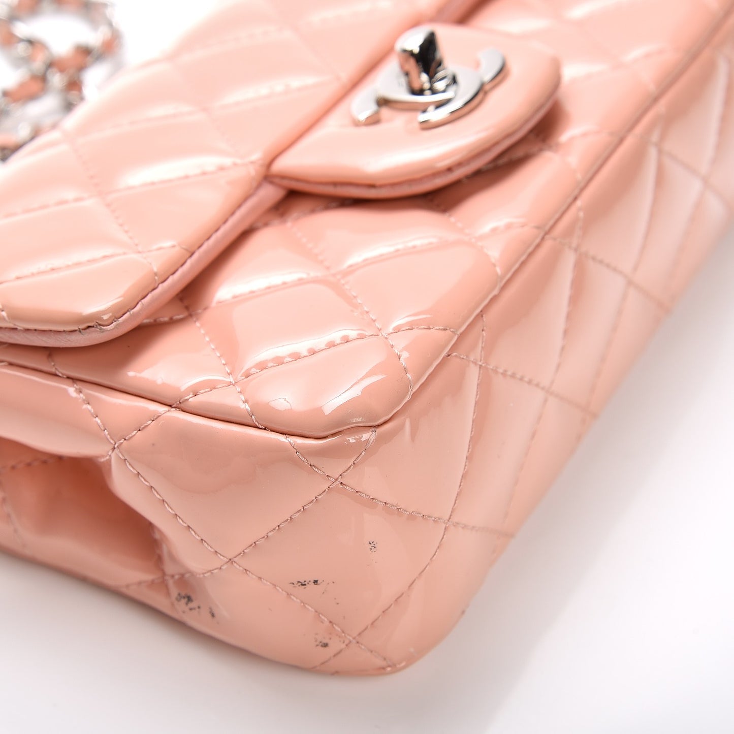 Patent Quilted Extra Mini Flap Pink