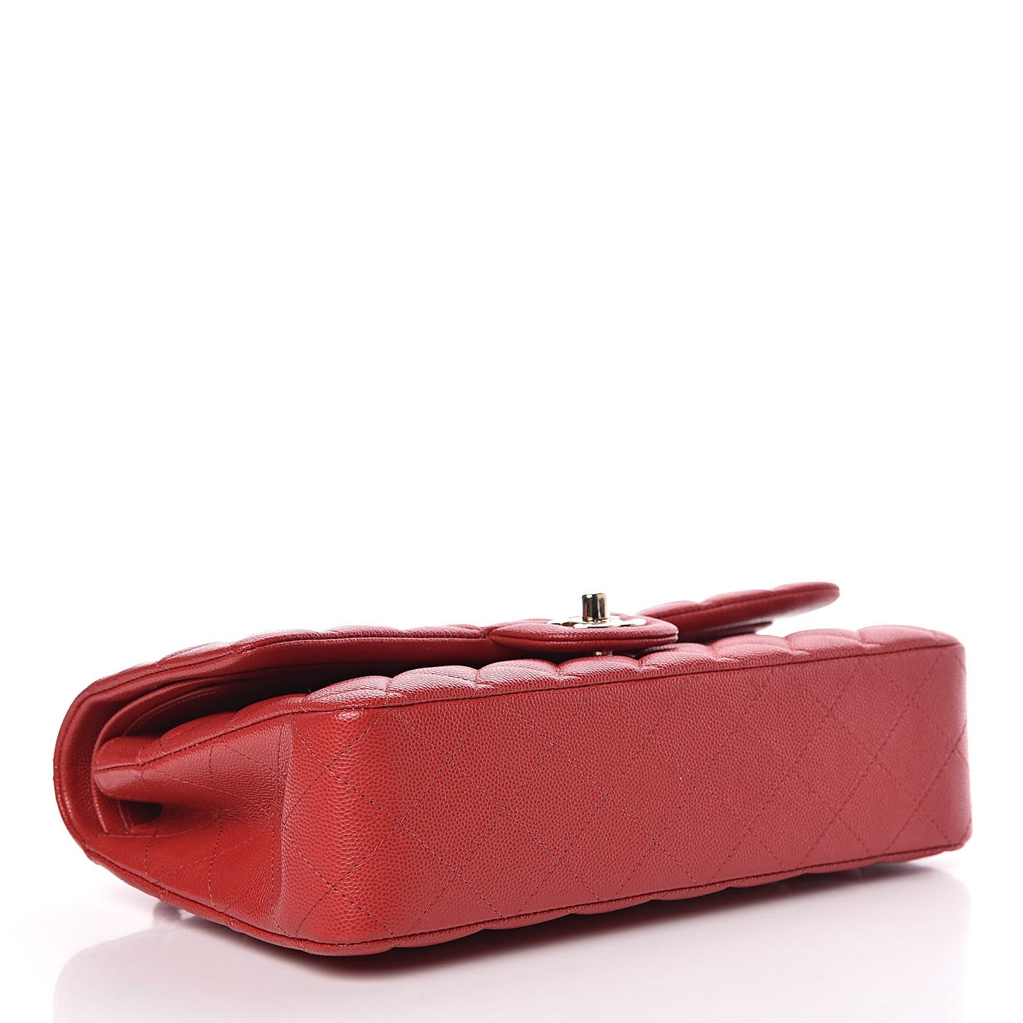 Caviar Quilted Medium Double Flap Red