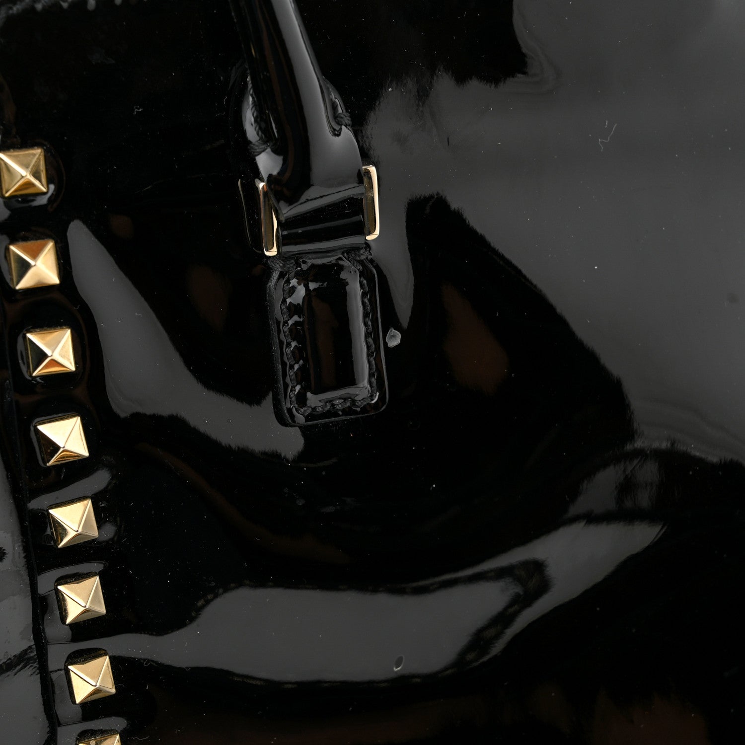 Valentino Garavani Patent Small Rockstud Double Handle Tote Black 11 of 11