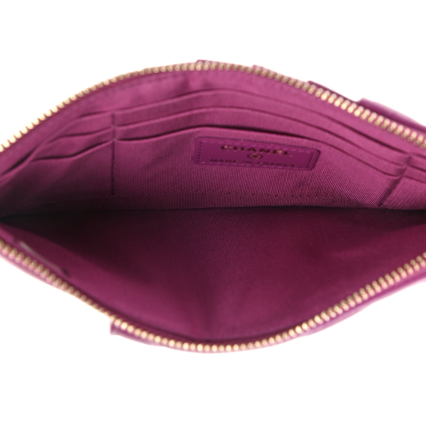 Lambskin Quilted Chanel 19 Phone and Card Holder Purple
