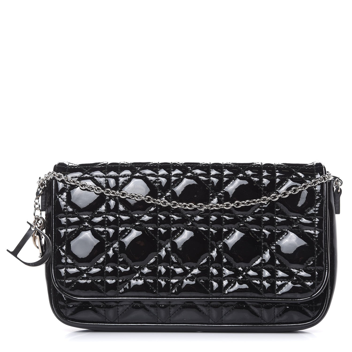 Christian Dior Patent Cannage Wallet on Chain Pouch Black 1 of 13