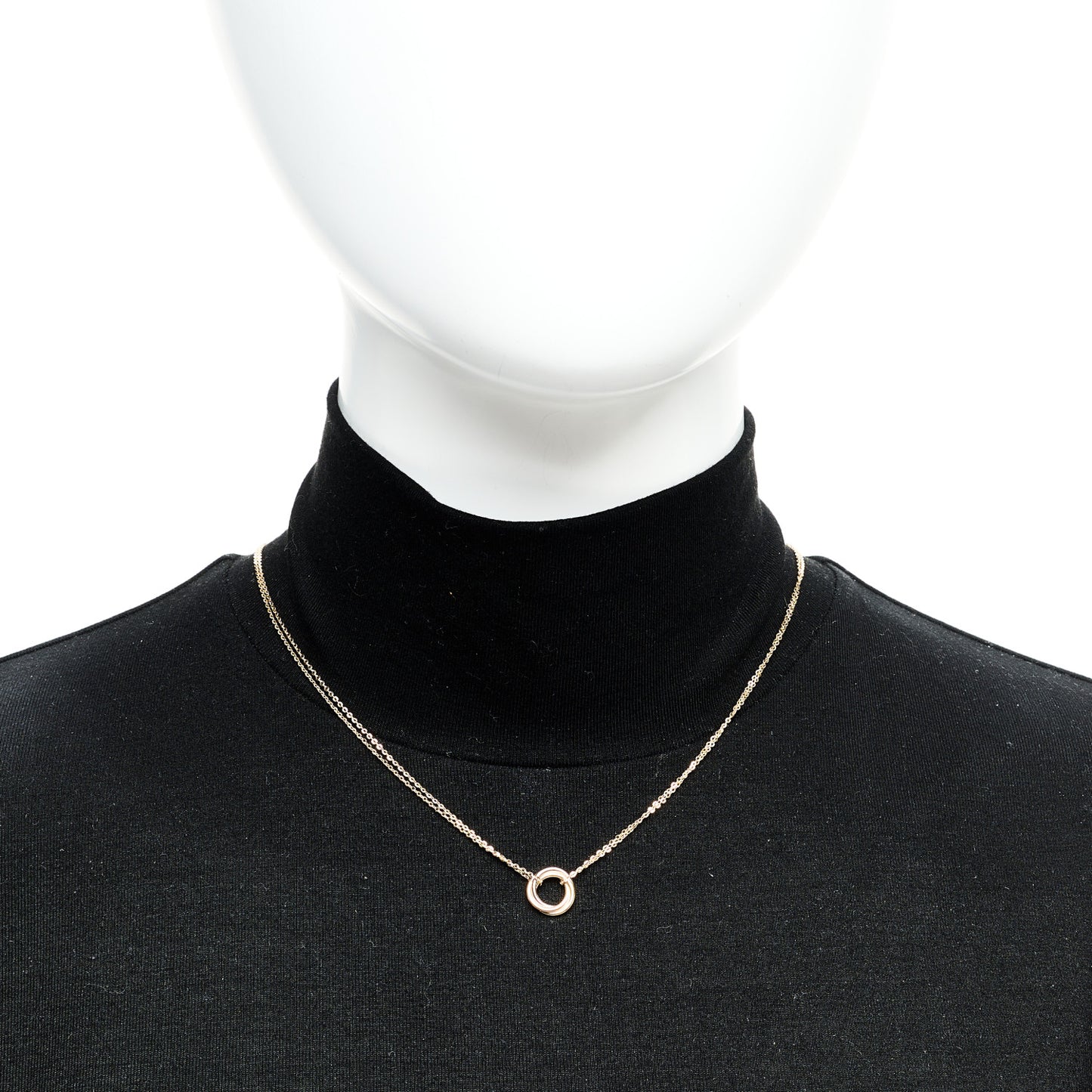 18K Pink Yellow White Gold Trinity Double Chain Pendant Necklace