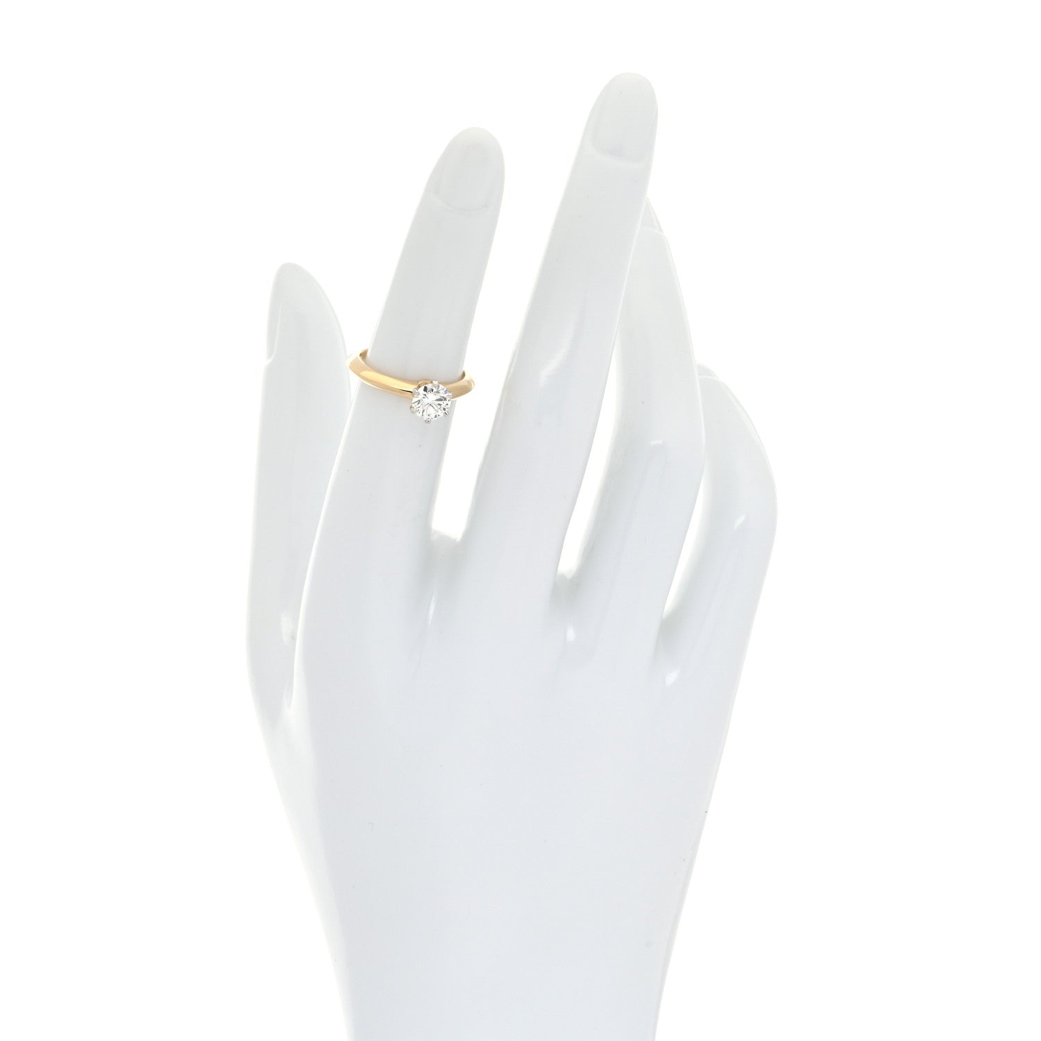 Tiffany 18K Yellow Gold Platinum Diamond .66ct Solitaire Engagement Ring 48 4.5 2 of 4