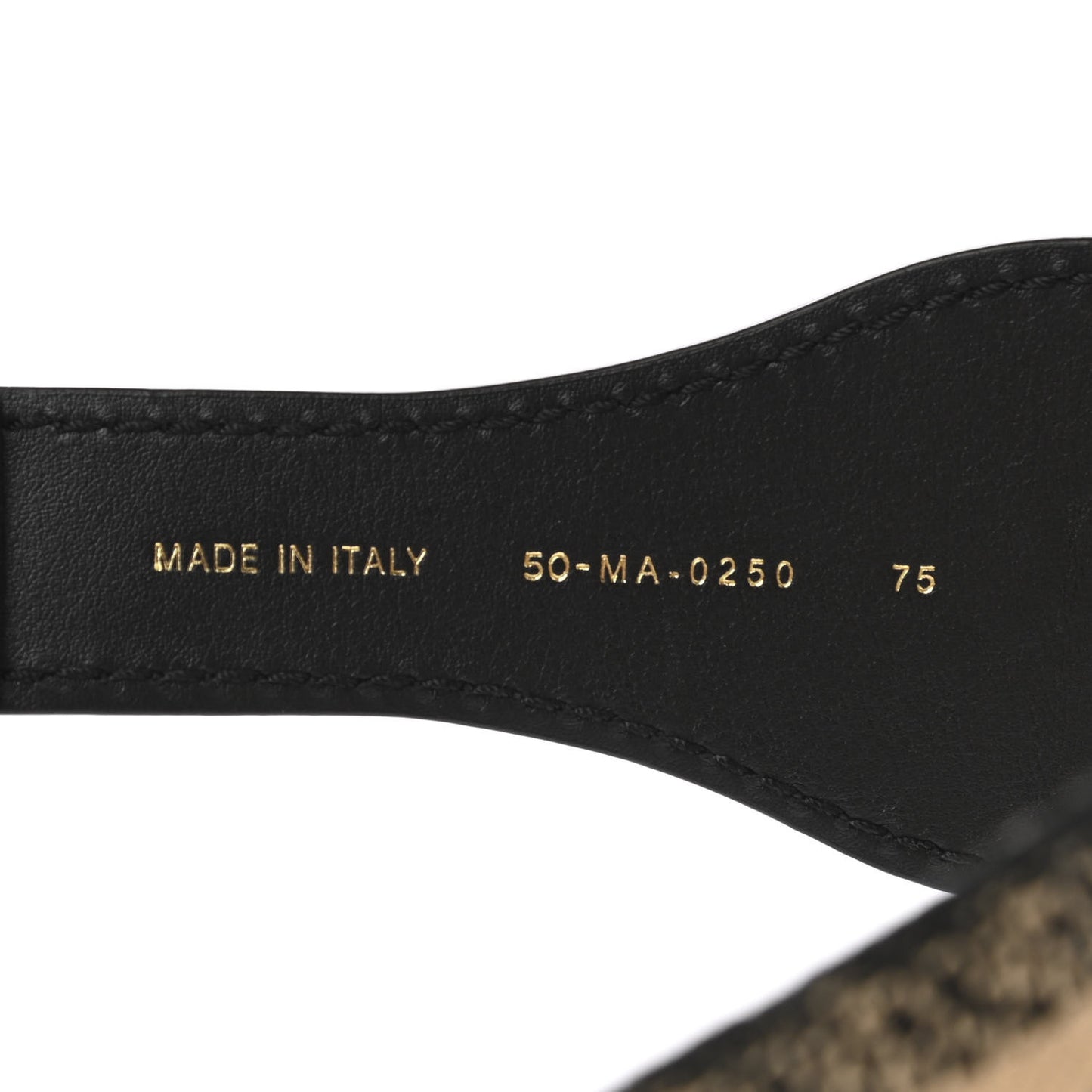 Canvas Embroidered Large Book Belt 75 30 Black Beige