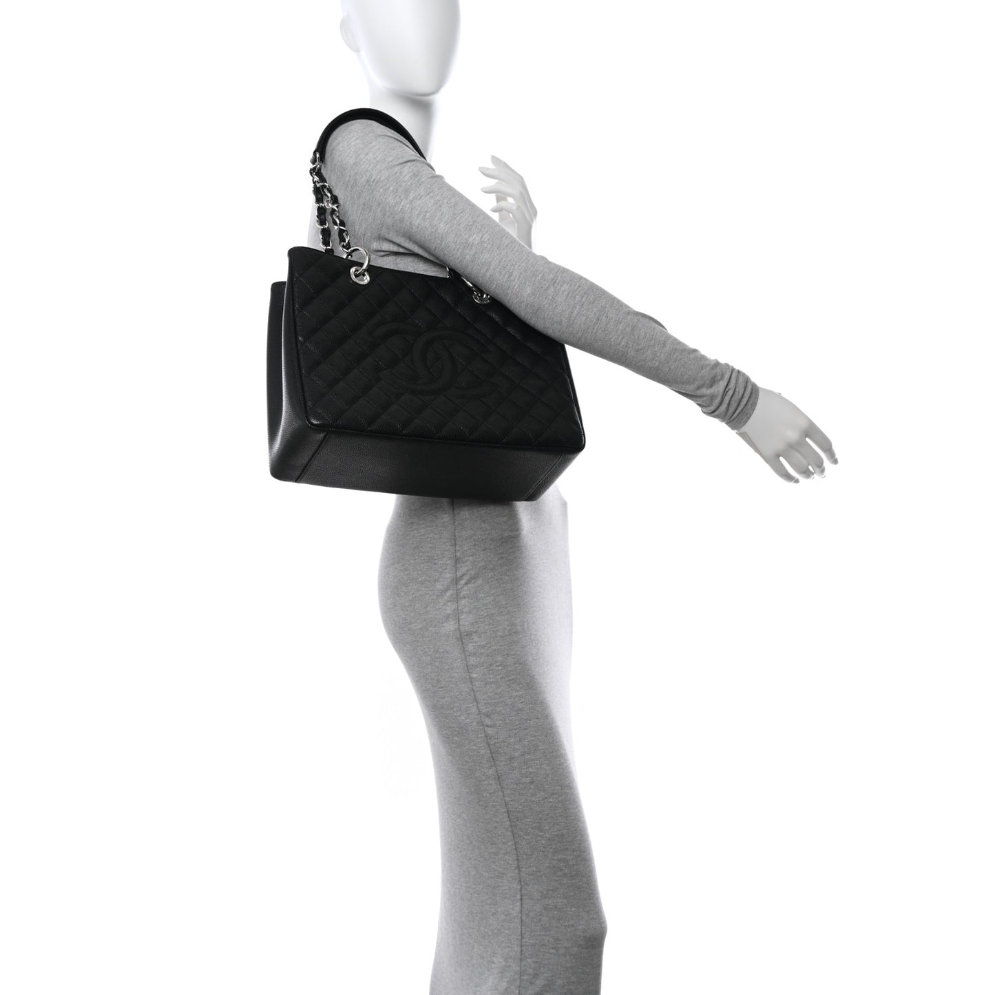 Caviar Quilted Grand Shopping Tote GST Black