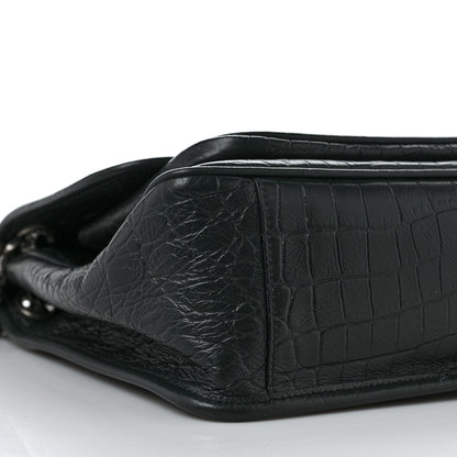 Saint Laurent Calfskin Crocodile Embossed Monogram Medium Niki Chain Satchel Algea 7 of 8