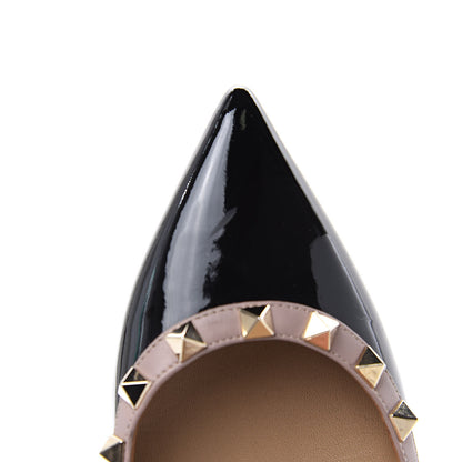 Valentino Garavani Patent Nappa Rockstud Ballerina Flats 35 Black Poudre 11 of 13