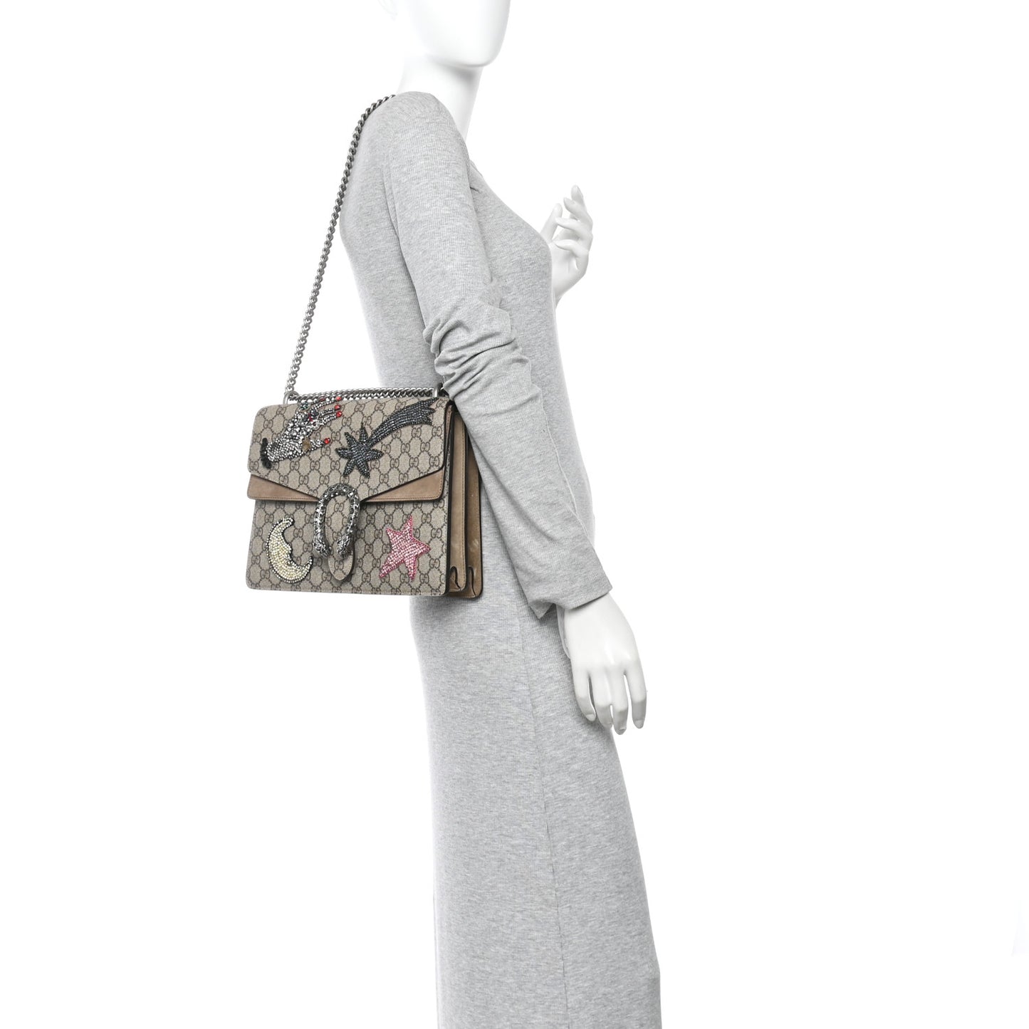 GG Supreme Monogram Shooting Star Embroidered Medium Dionysus Shoulder Bag Beige