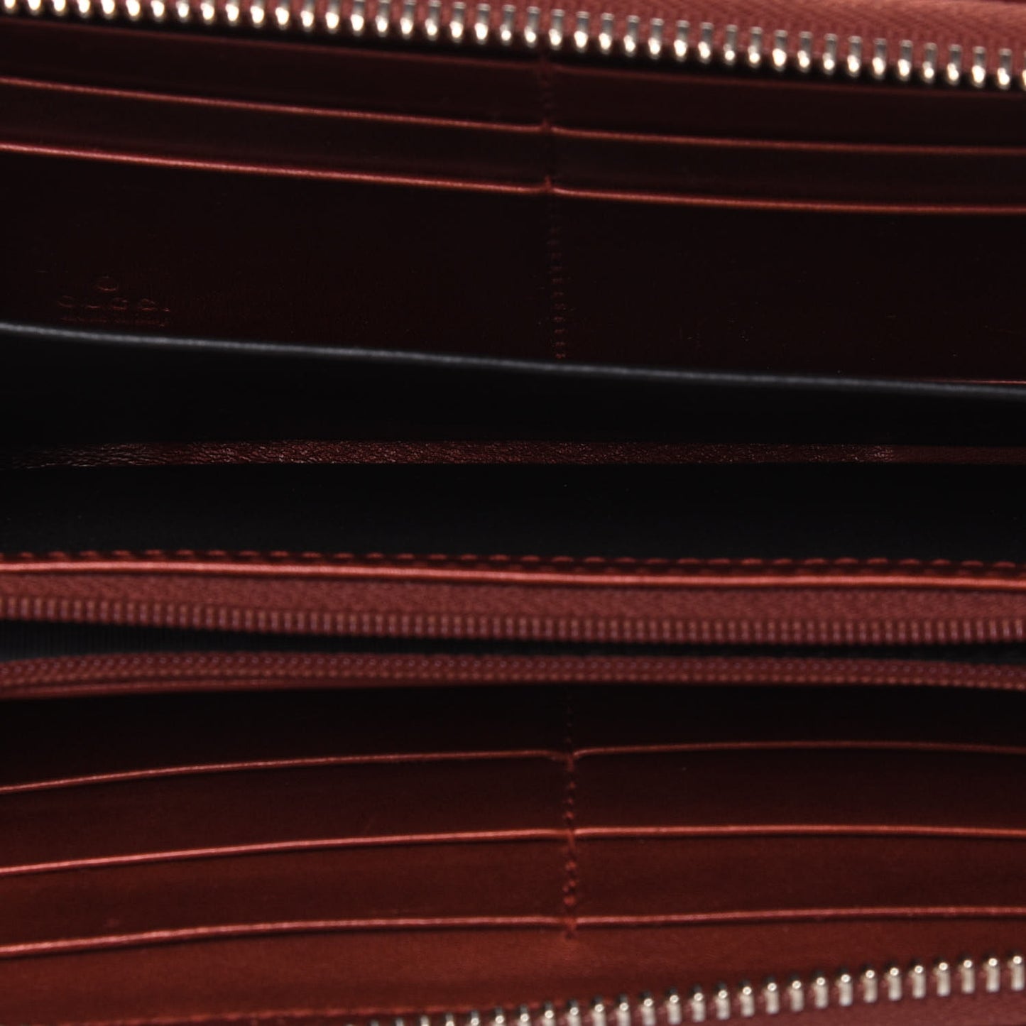 Metallic Microguccissima Sukey Zip Around Wallet Burnt Orange