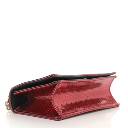 Christian Dior Metallic Patent Micro-Cannage Small Diorama Flap Bag Red 4 of 13