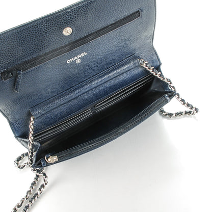 Chanel Caviar Quilted Wallet On Chain WOC Navy Blue 5 of 9