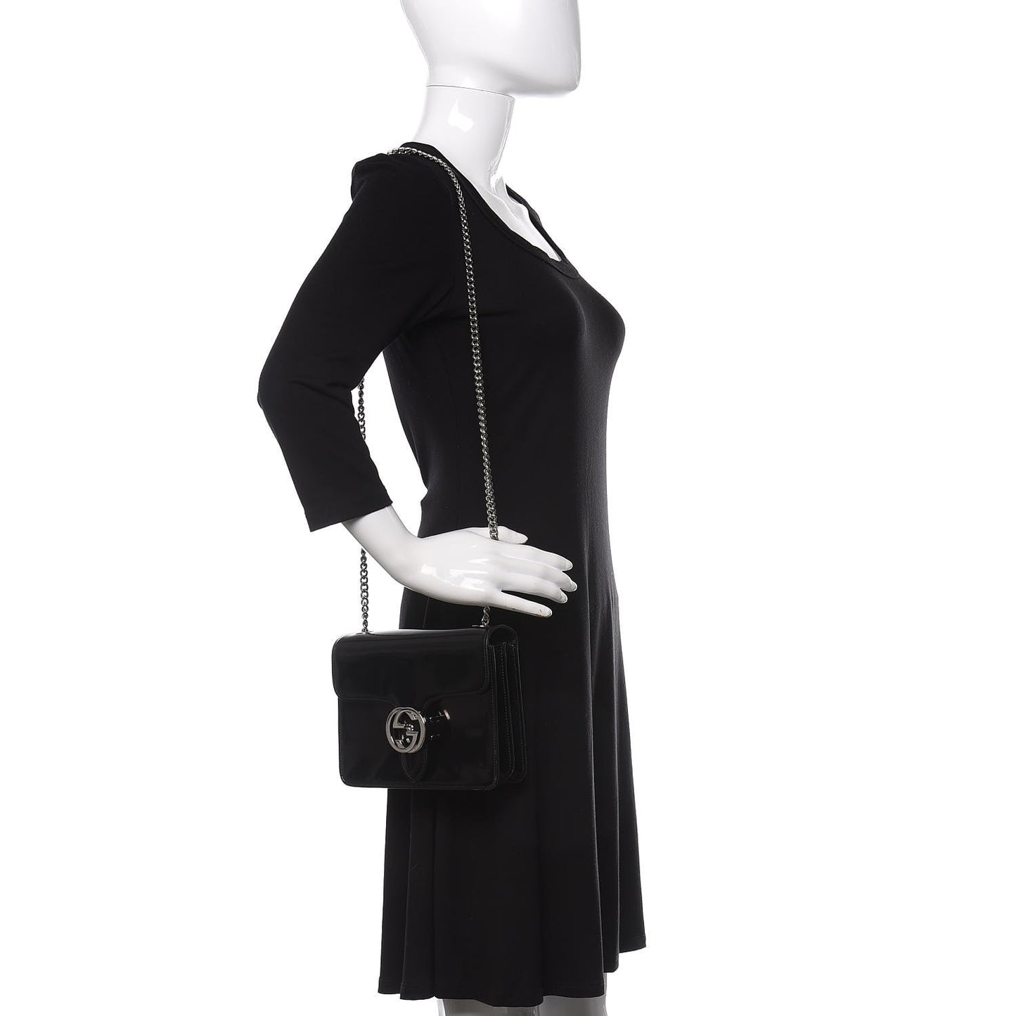 Shade Lux Calfskin Small Interlocking G Shoulder Bag Black
