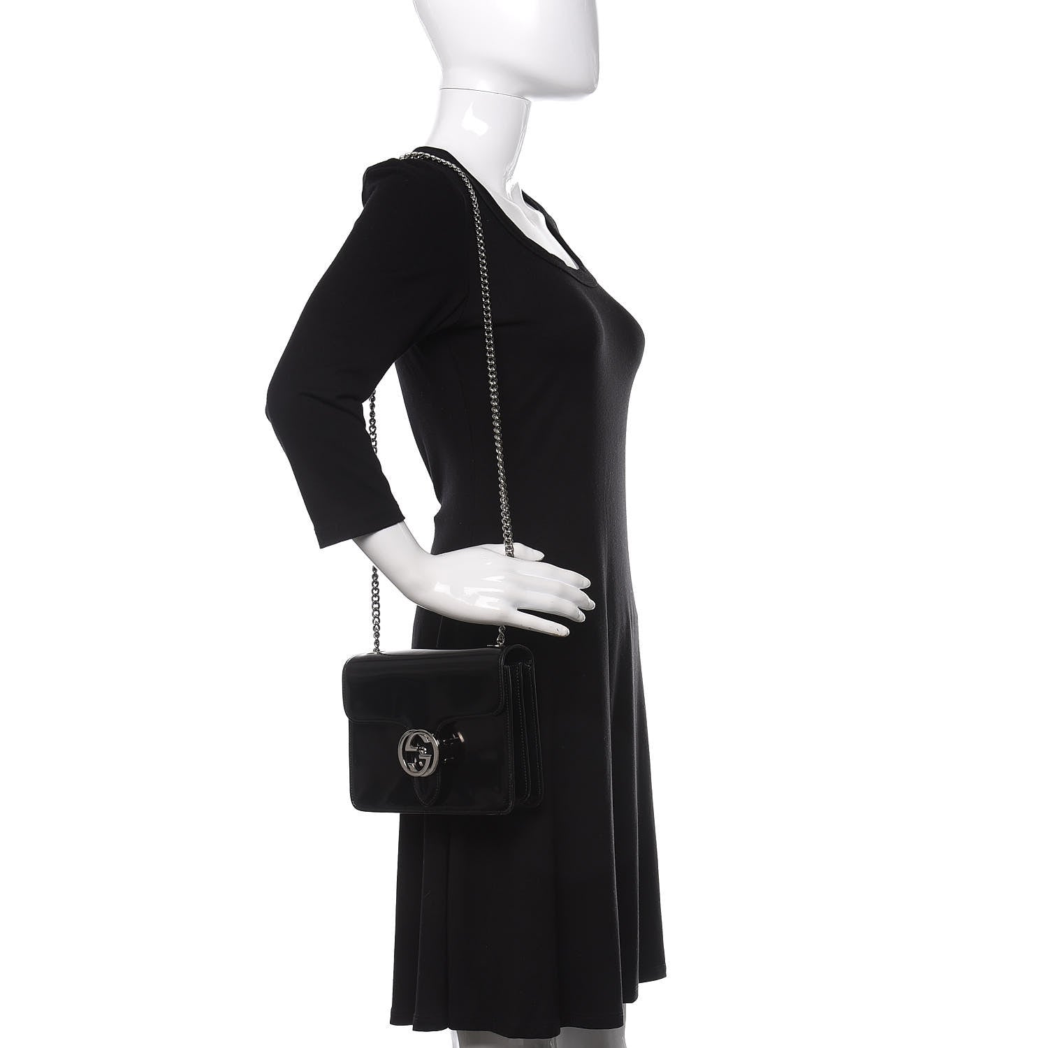 Gucci Shade Lux Calfskin Small Interlocking G Shoulder Bag Black 2 of 11