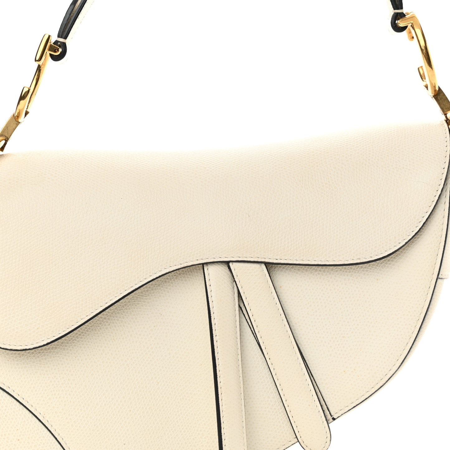 Grained Calfskin Saddle Bag White