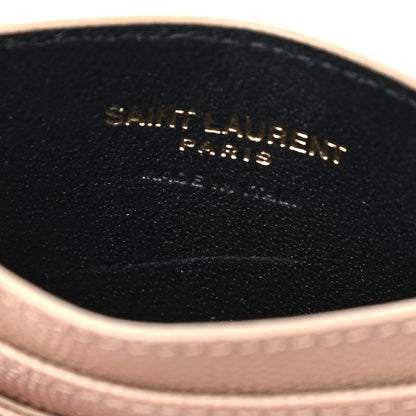 Saint Laurent Grain De Poudre Matelasse Chevron Monogram Credit Card Case Nude Powder 8 of 10