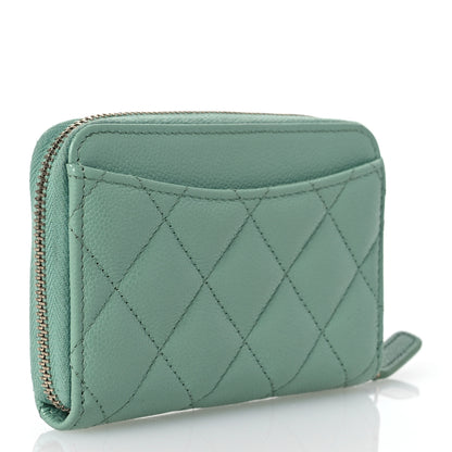 Chanel Caviar Quilted Zip Around Coin Purse Wallet Dark Green 3 of 10