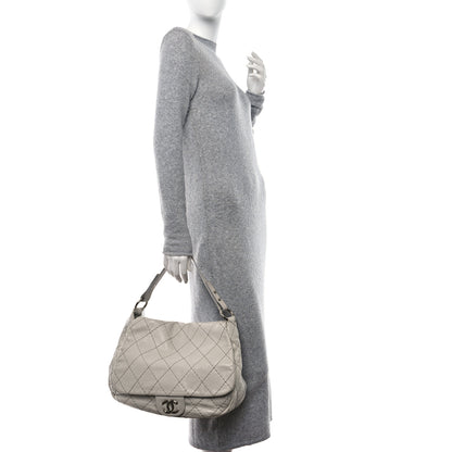 Chanel Glazed Calfskin XL On The Road Flap Light Grey 2 of 14