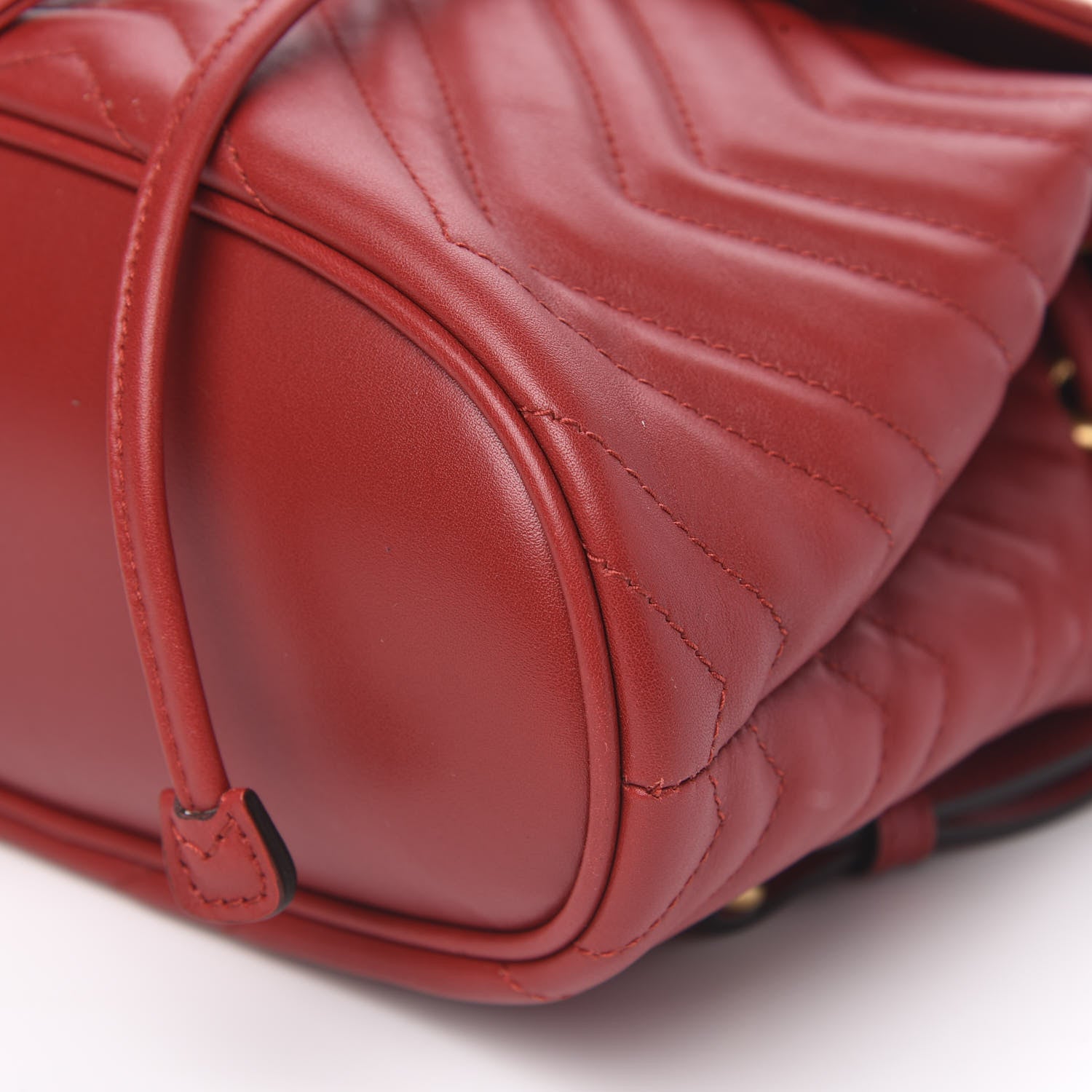 Gucci Calfskin Matelasse GG Marmont Flap Backpack Hibiscus Red 8 of 9