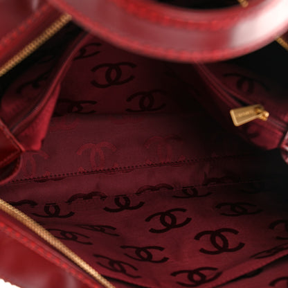 Chanel Calfskin Stitch Surpique Bowler Red 6 of 15