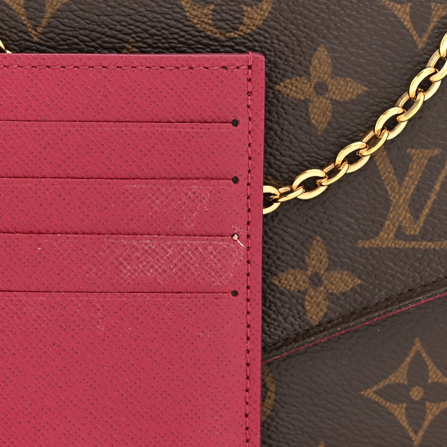Monogram Pochette Felicie Chain Wallet Fuchsia