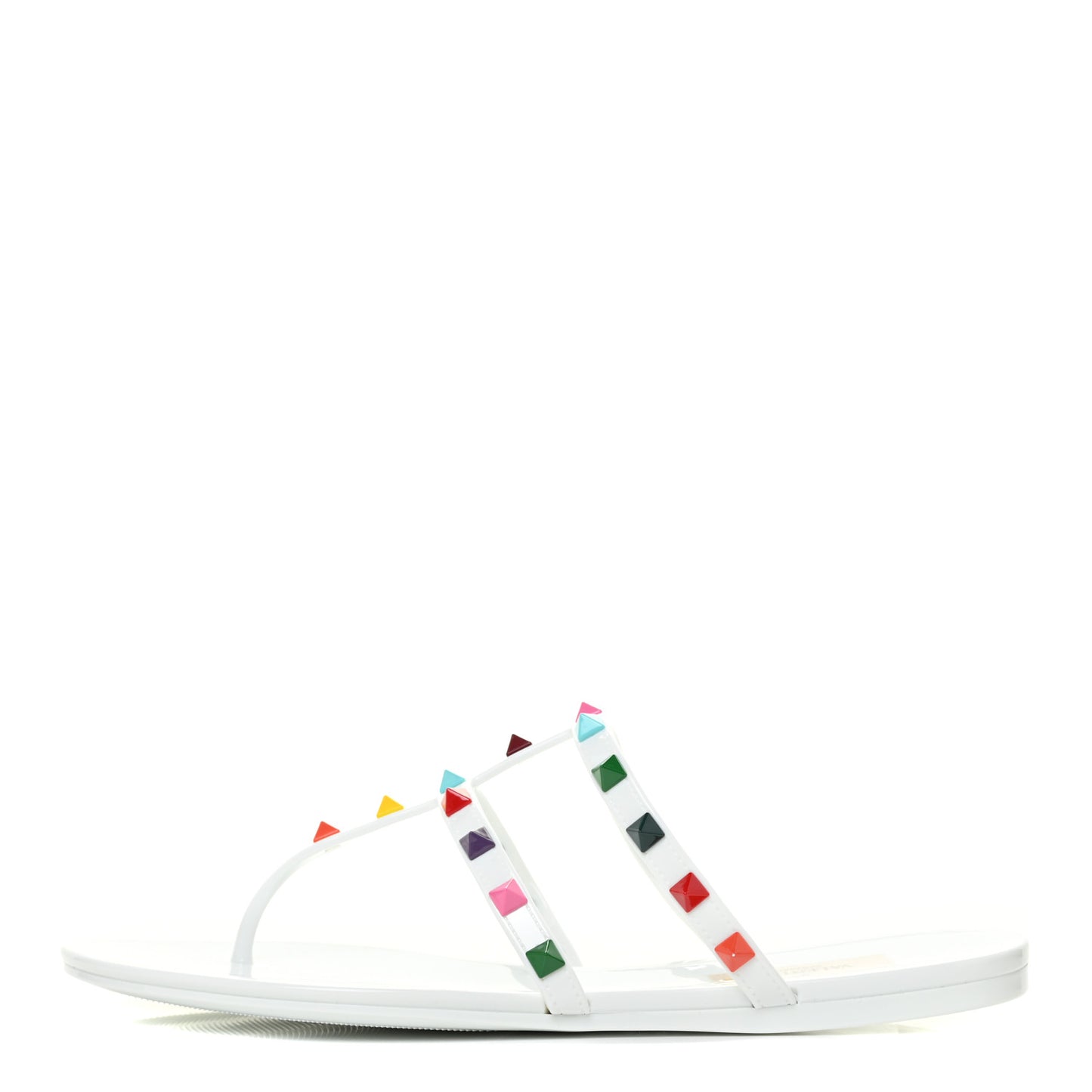 PVC Jelly Rockstud Caged Thong Sandals 39 White Multicolor