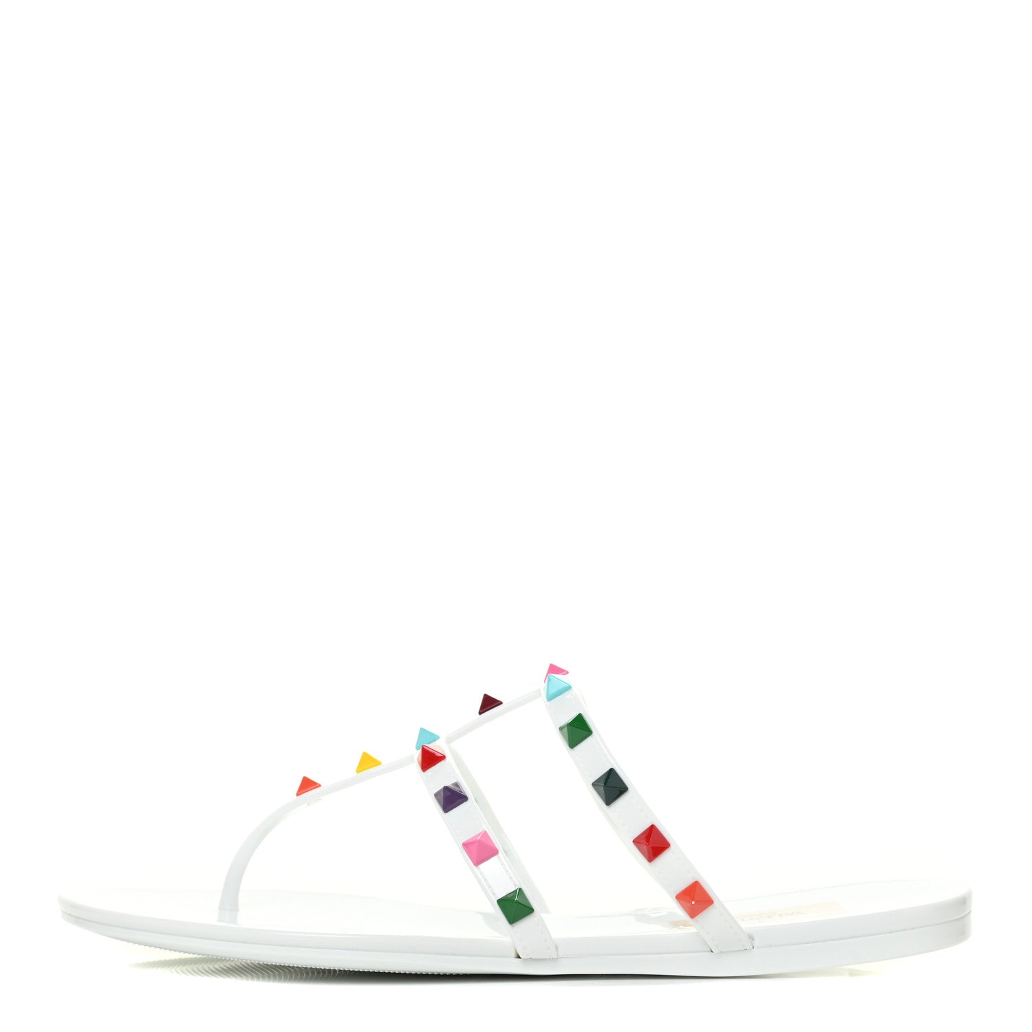 Valentino Garavani PVC Jelly Rockstud Caged Thong Sandals 39 White Multicolor 1 of 8