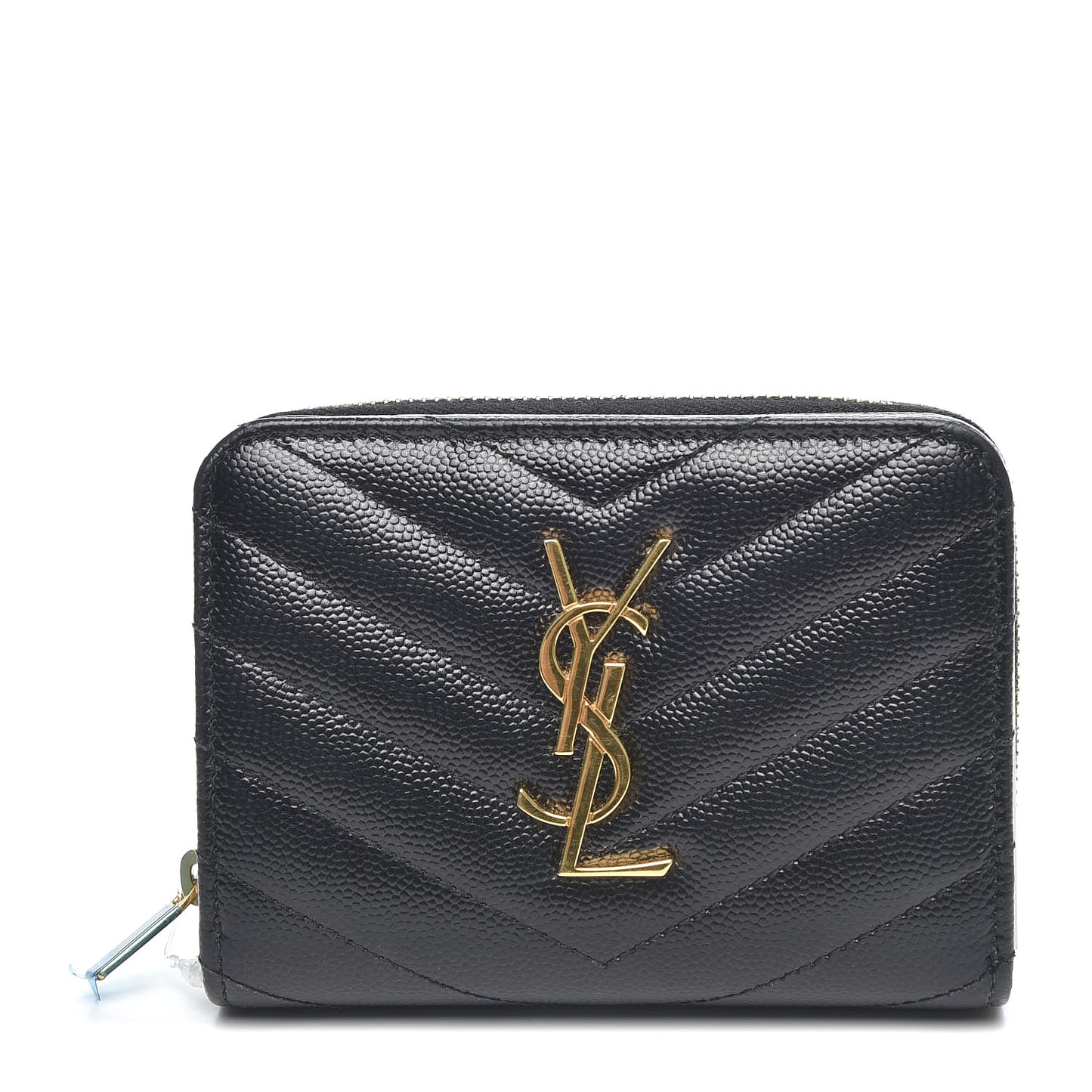 Grain De Poudre Matelasse Chevron Monogram Compact Zip Around Wallet Black
