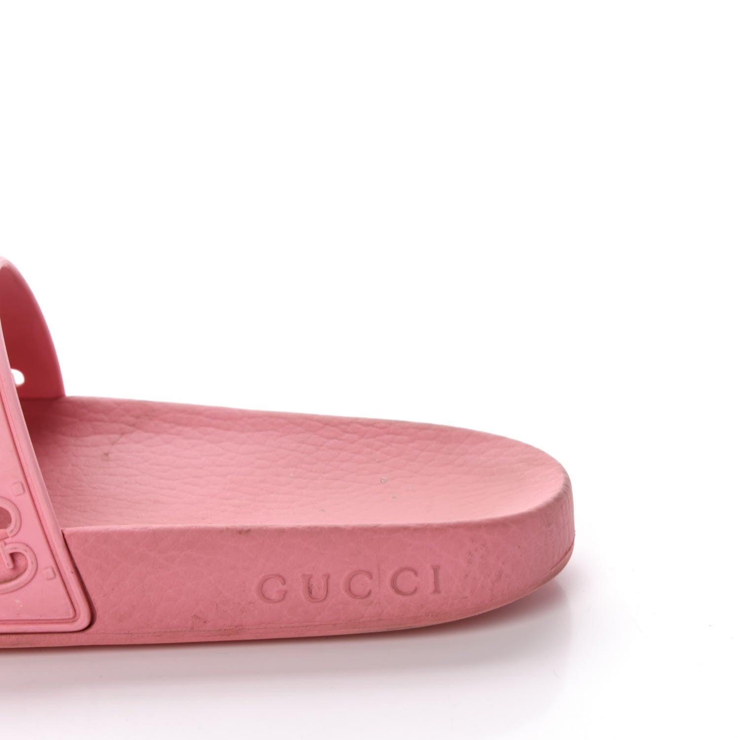 Gucci Rubber GG Monogram Perforated Womens Slide Sandals 36 Rose Box 10 of 10