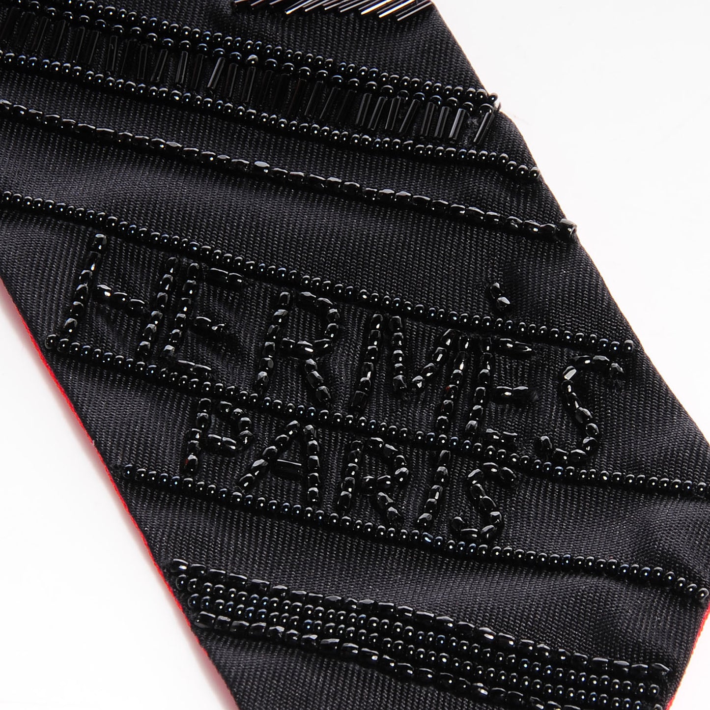 Silk Beaded Precieux Art Deco Ribbon Twilly Black