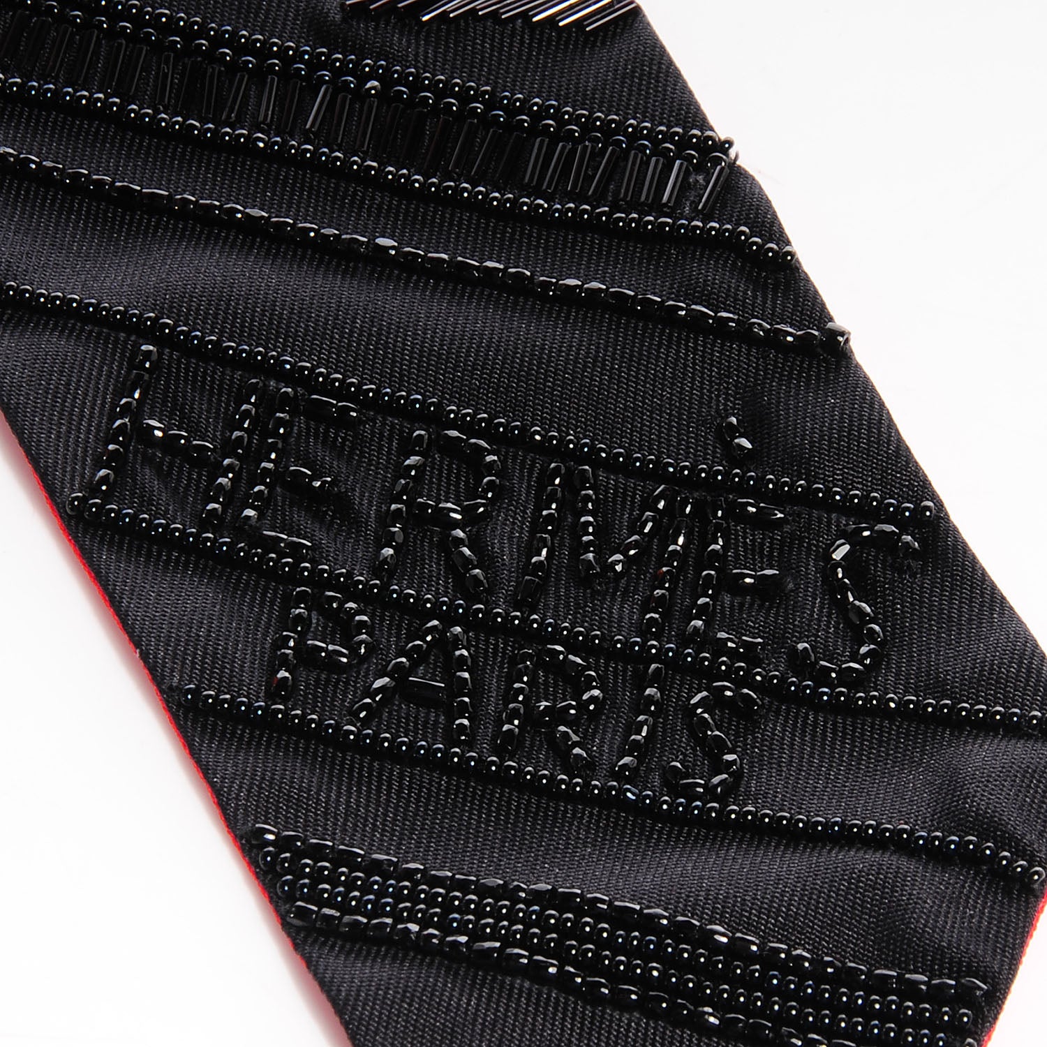 Hermes Silk Beaded Precieux Art Deco Ribbon Twilly Black 3 of 6