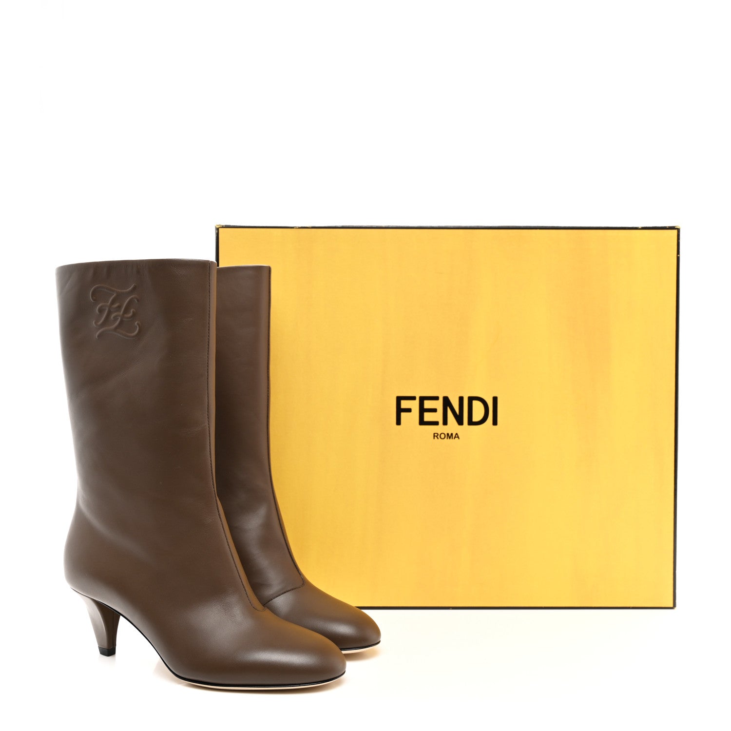 Fendi Vitello Karligraphy Tall Boots 36 Brown 8 of 8