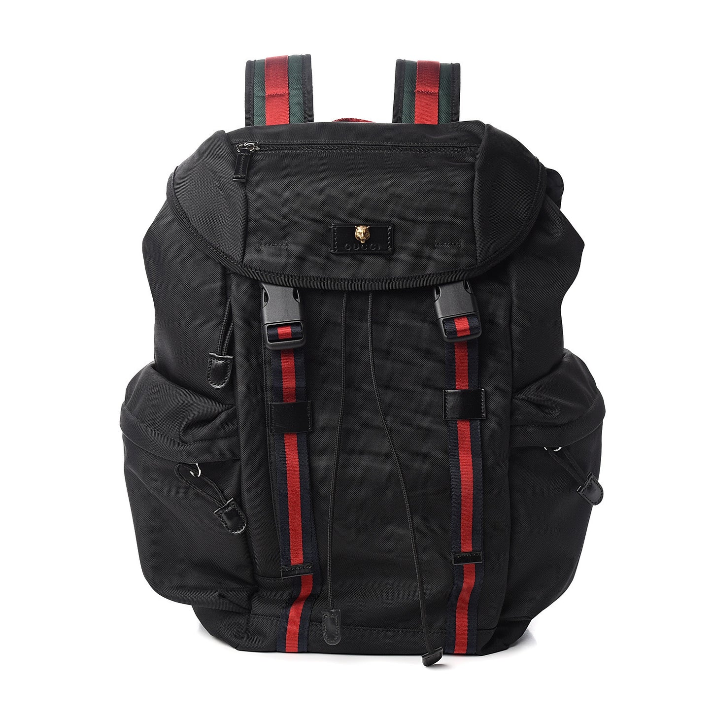 Techno Canvas Web Double Buckle Backpack Black