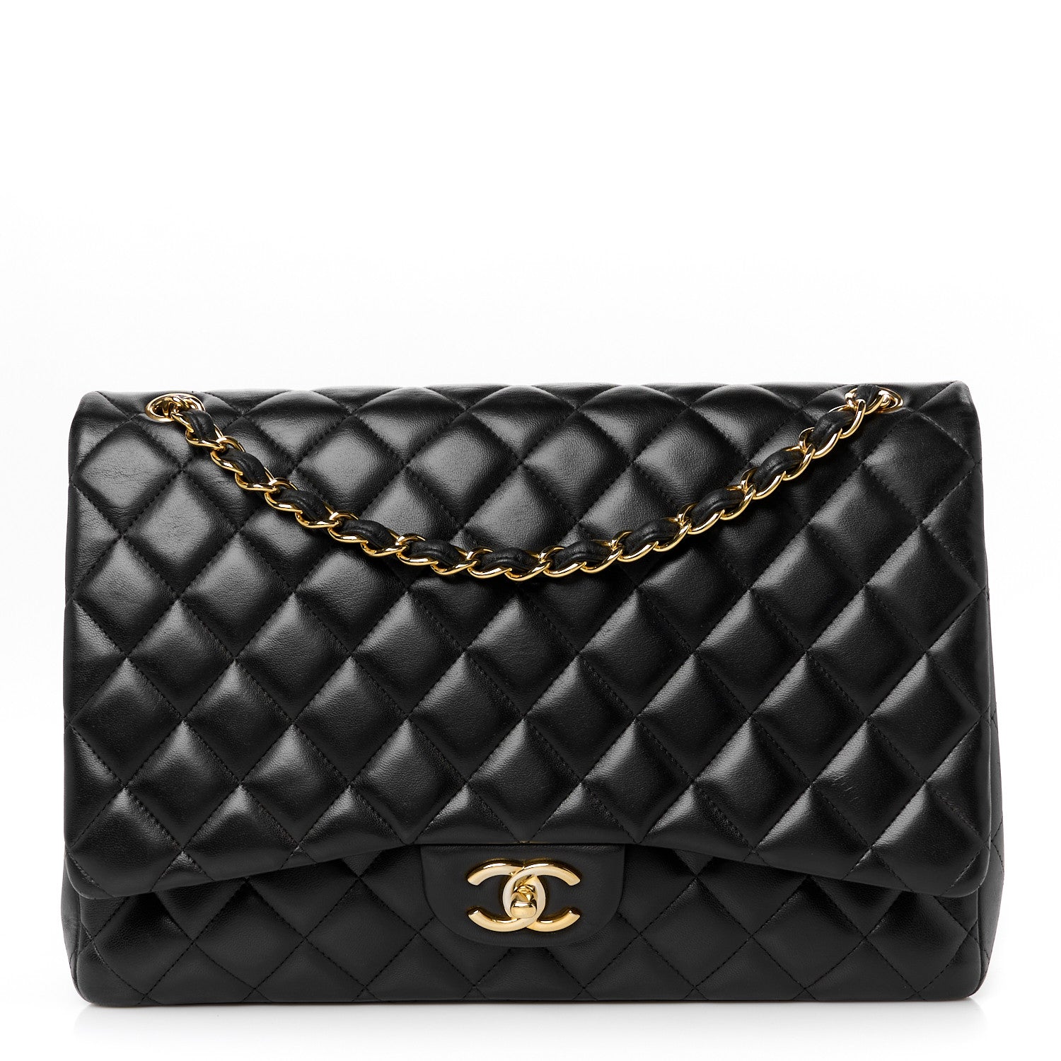 Chanel Lambskin Quilted Maxi Double Flap Black 1 of 10