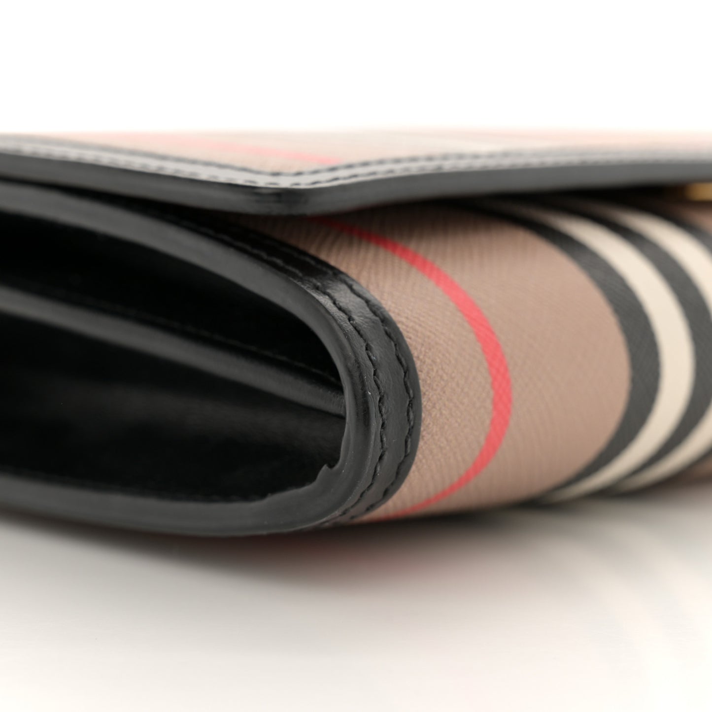 E-Canvas Icon Stripe Hannah Wallet With Detachable Strap Archive Beige Black