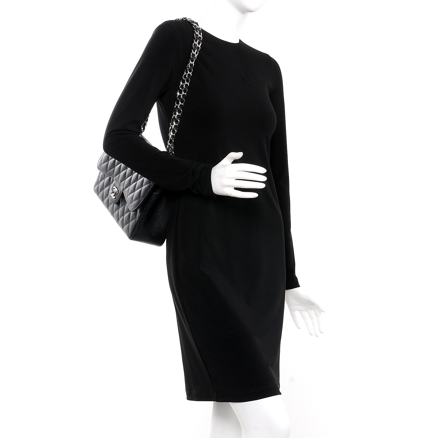 FASHIONPHILE CHANELCaviarQuiltedJumboDoubleFlapBlack 3 of 9