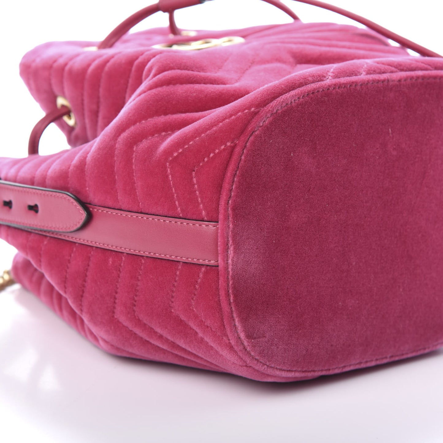 Velvet Matelasse GG Marmont Bucket Bag Light Raspberry Rose