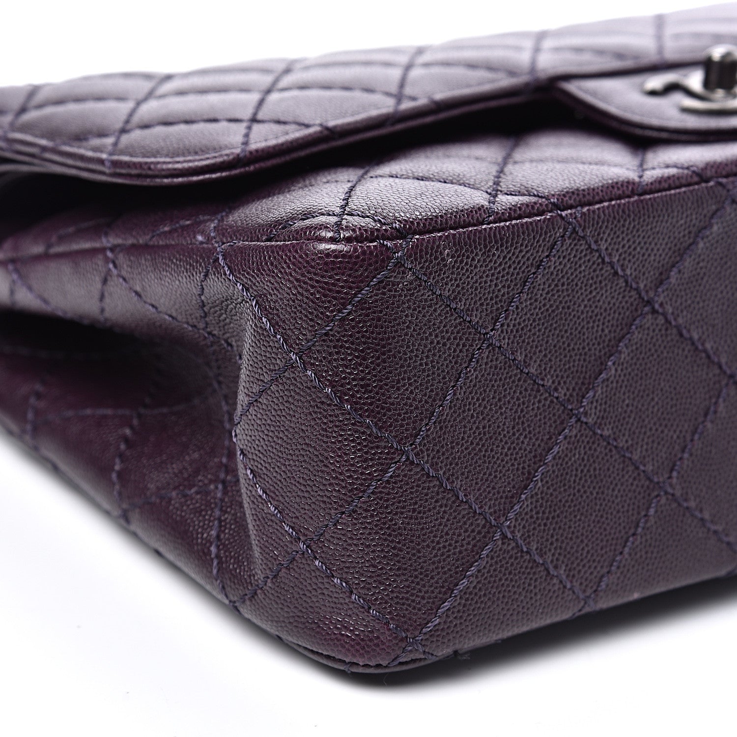 Chanel Caviar Quilted Jumbo Double Flap Dark Purple 8 of 11