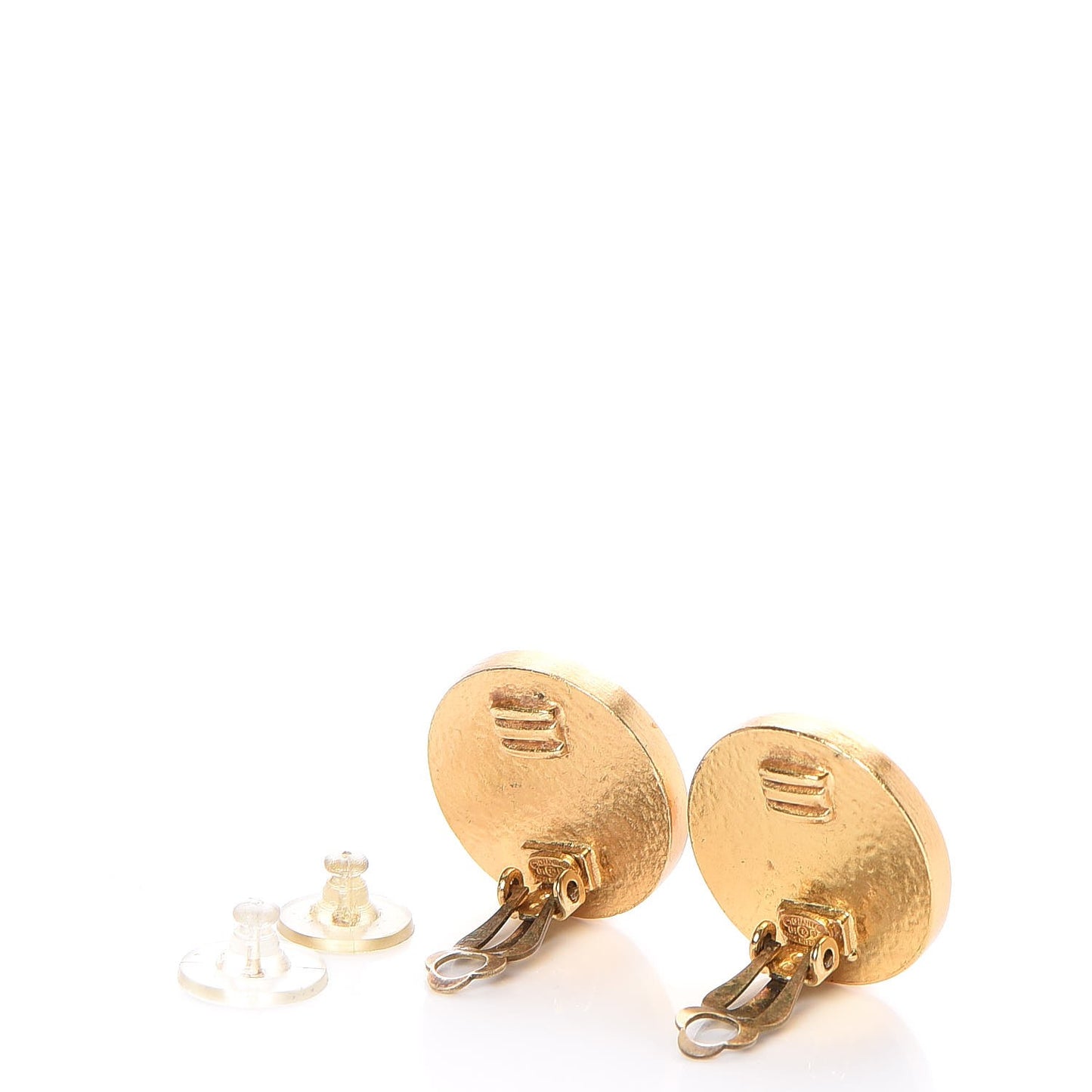Enamel CC Clip On Earrings Black Gold