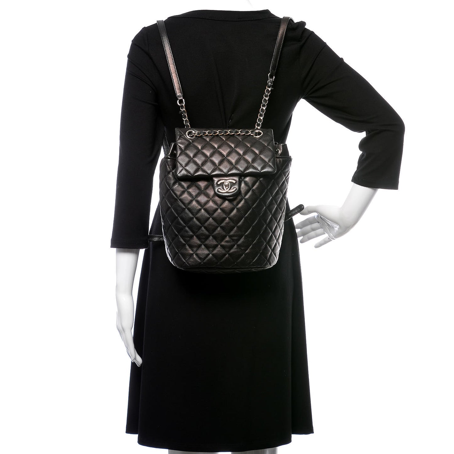Calfskin Quilted Small Urban Spirit Backpack Black
