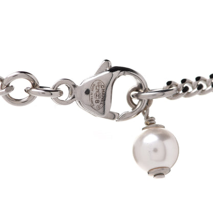 Chanel Pearl Crystal CC Pendant Necklace Silver 5 of 6