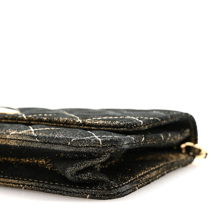 Chanel Iridescent Calfskin Quilted Tartan Button Wallet on Chain WOC Gold 11 of 12
