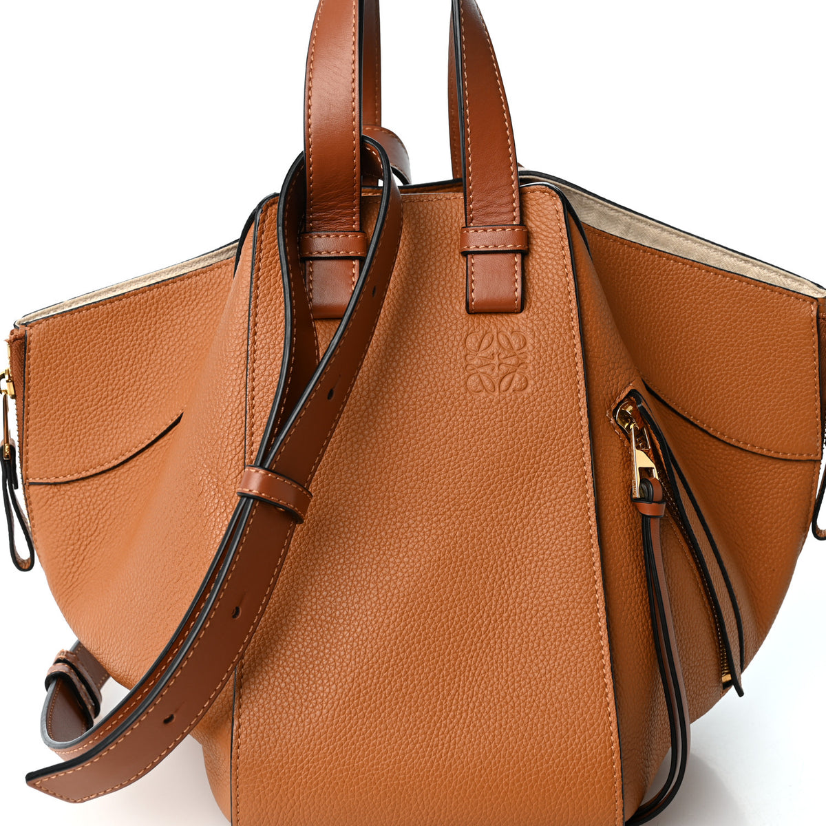 Grained Calfskin Small Hammock Shoulder Bag Tan