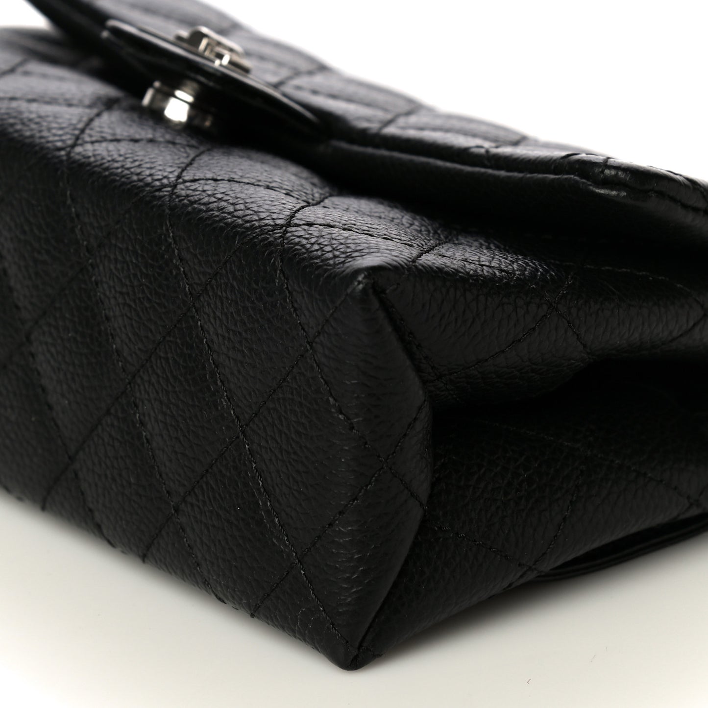 Grained Calfskin Quilted 2.55 Reissue Flap Belt Bag Clutch Black