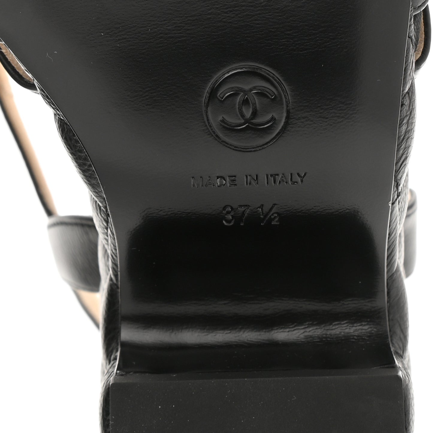 Grained Calfskin Quilted Wedge Sandals 37.5 Black