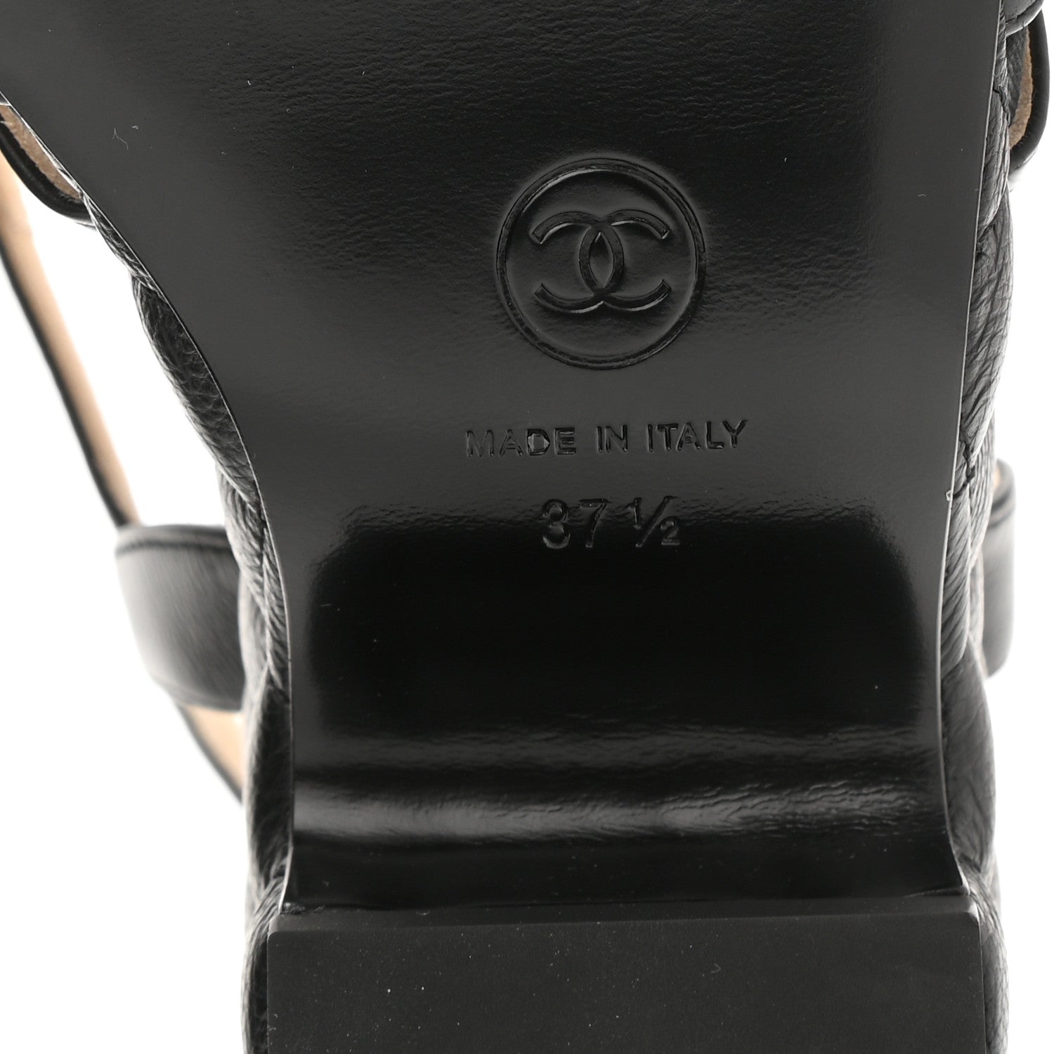 Chanel Grained Calfskin Quilted Wedge Sandals 37.5 Black 6 of 9