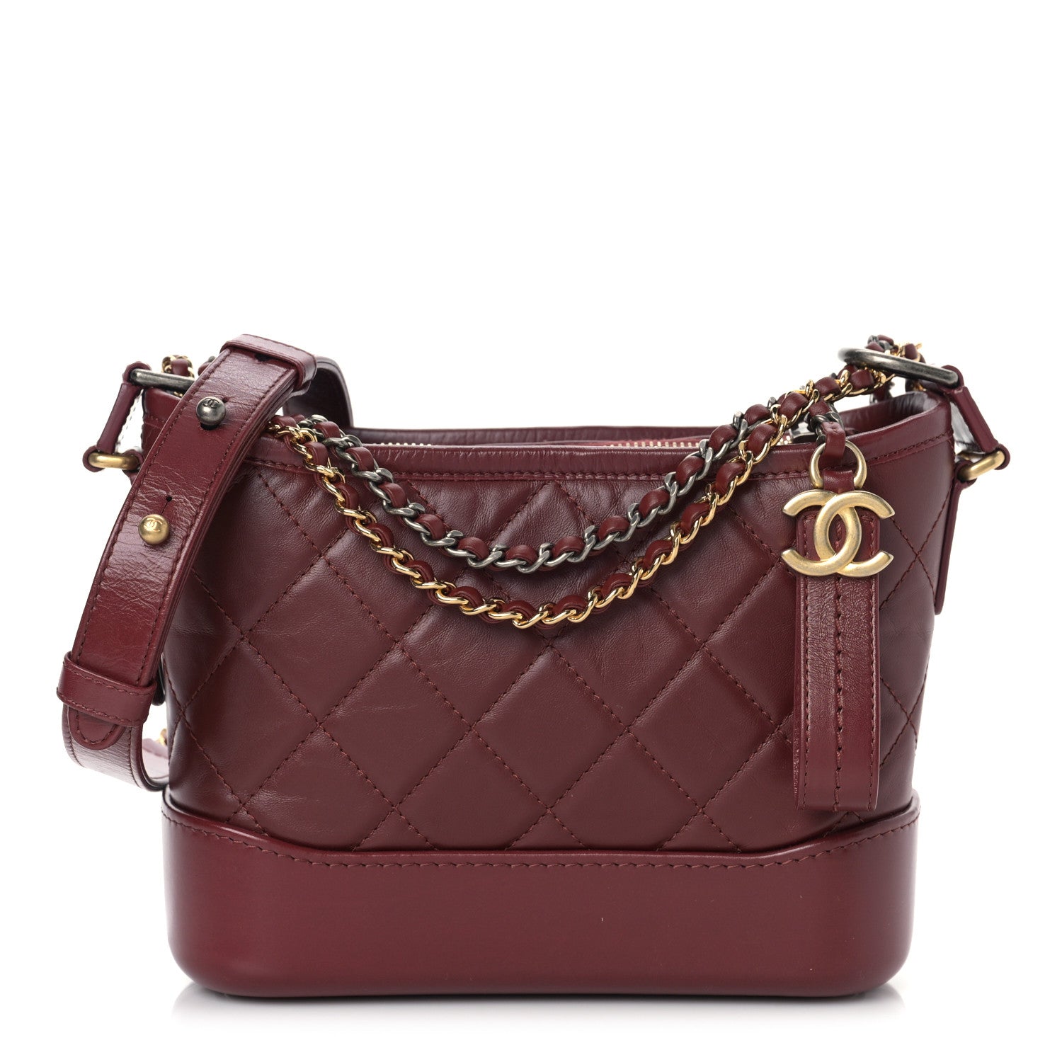 Chanel Aged Calfskin Quilted Small Gabrielle Hobo Burgundy 1 of 8