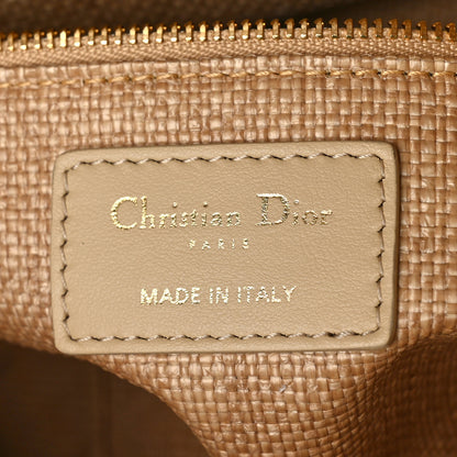 Christian Dior Raffia Woven Cannage Embroidered Medium Lady D-Lite Natural Black 6 of 8