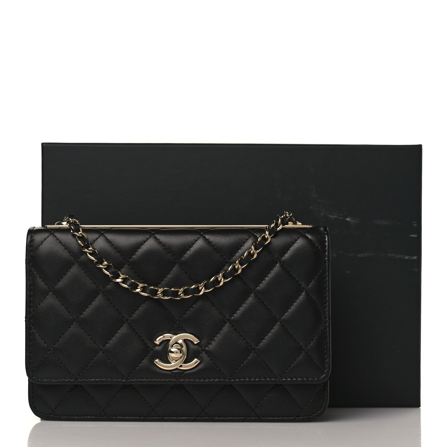 Chanel Lambskin Quilted Trendy CC Wallet On Chain WOC Black 20 of 23